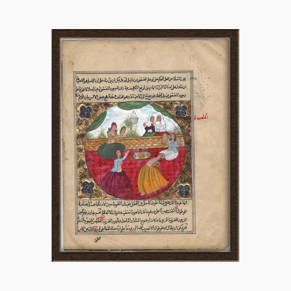 نگارگری روی کاغذ قدیمی_بزم شاهزادگان زندیه-کد 1030083