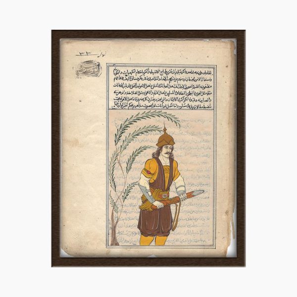 نگارگری روی کاغذ قدیمی_پرتره رستم-کد1030082