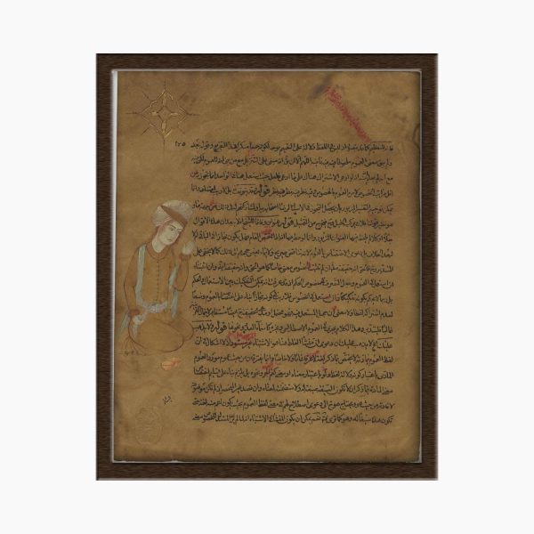 نگارگری روی کاغذ قدیمی_تک چهره صفویه-کد1030099