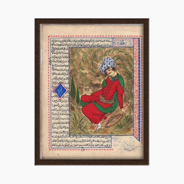 تابلو نگارگری روی کاغذ طرح مرد متفکر کد 1030050