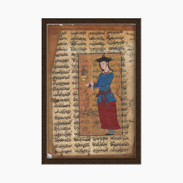 تابلو نگارگری روی کاغذ طرح مرد جوان و خطاطی کد 1030025