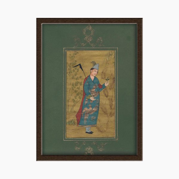 تابلو نگارگری روی کاغذ_درویش جوان طرح رضا عباسی-کد 1030193