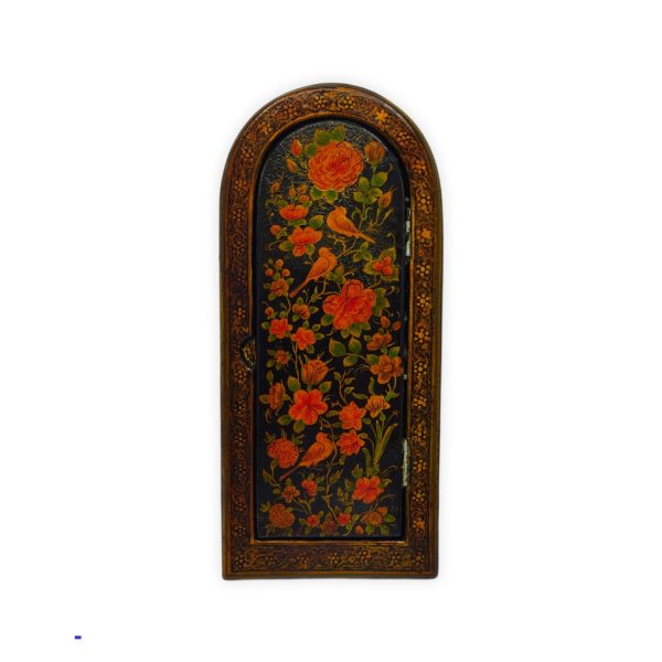 آینه درب دار,پاپیه ماشه,طرح گل و مرغ-کد P-A00260