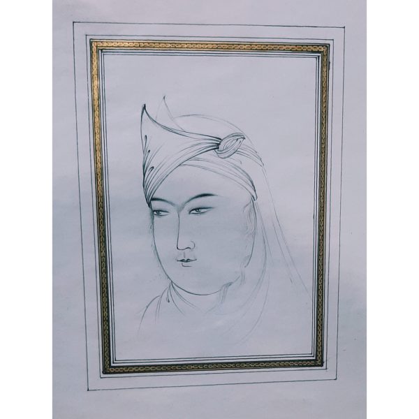 تابلو نگارگری روی کاغذ_پرتره زن جوان-کد 1030306