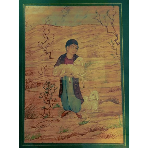 تابلو نگارگری روی کاغذ_مرد جوان روستایی-کد 1030309